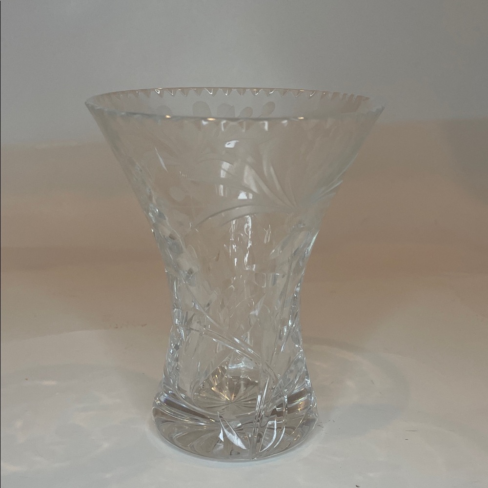 Royal Brierley Crystal Cut Elegant Clear Crystal Honeysuckle Trumpet Vase Marked